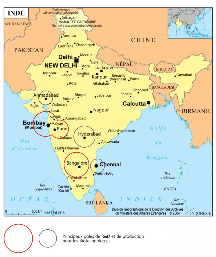 Carte des biotechnologies en Inde