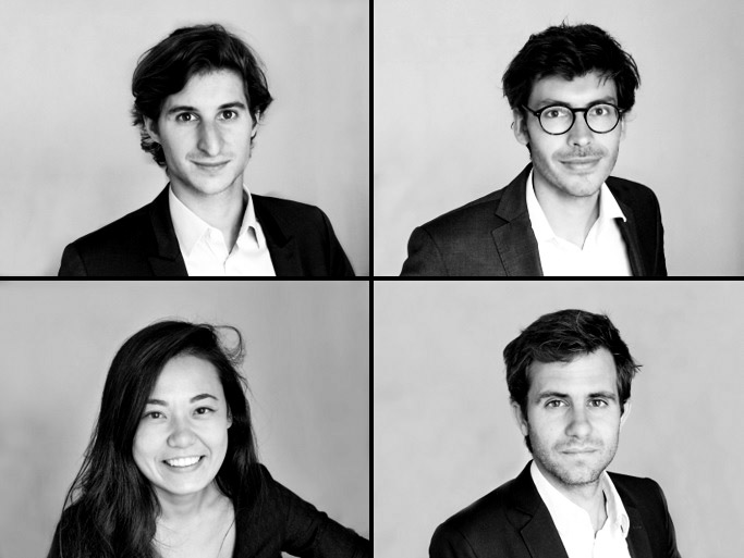 Equipe fondatrice de gauche à droite, en haut : Clément Gras, Bastien Oggieri, en bas : Aude Guo, Clément Ray